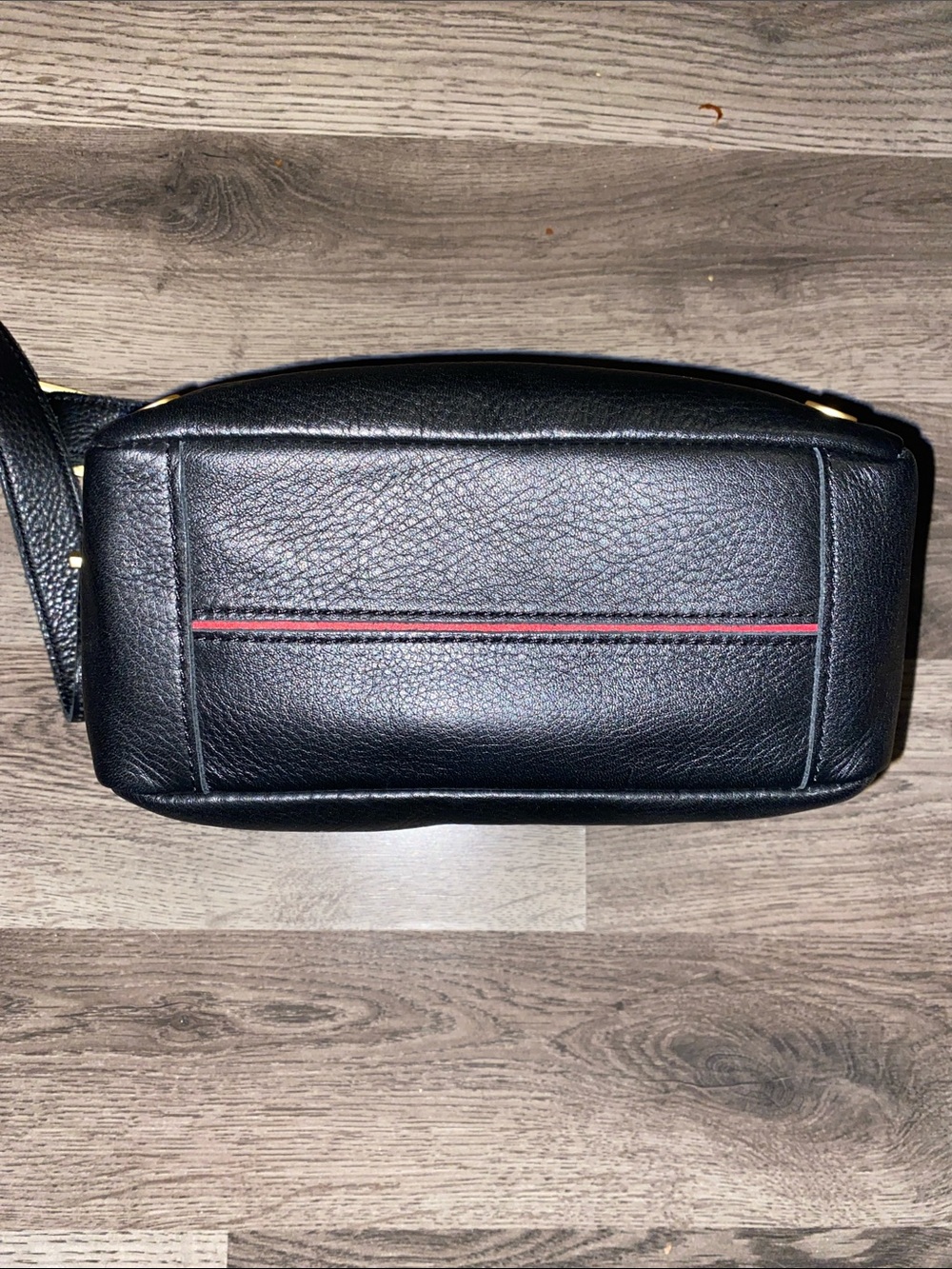 Black Pebble Leather Crossbody Bag with Gold Studs - Picture 2 of 7